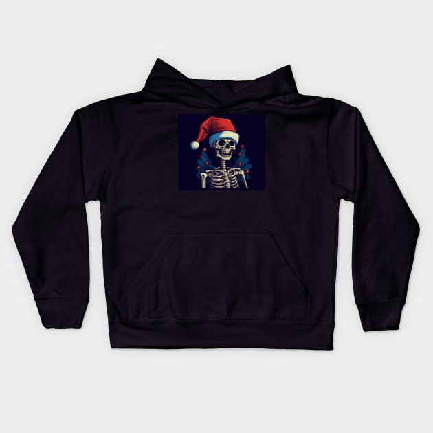 skeleton Santa Claus Kids Hoodie by MZeeDesigns